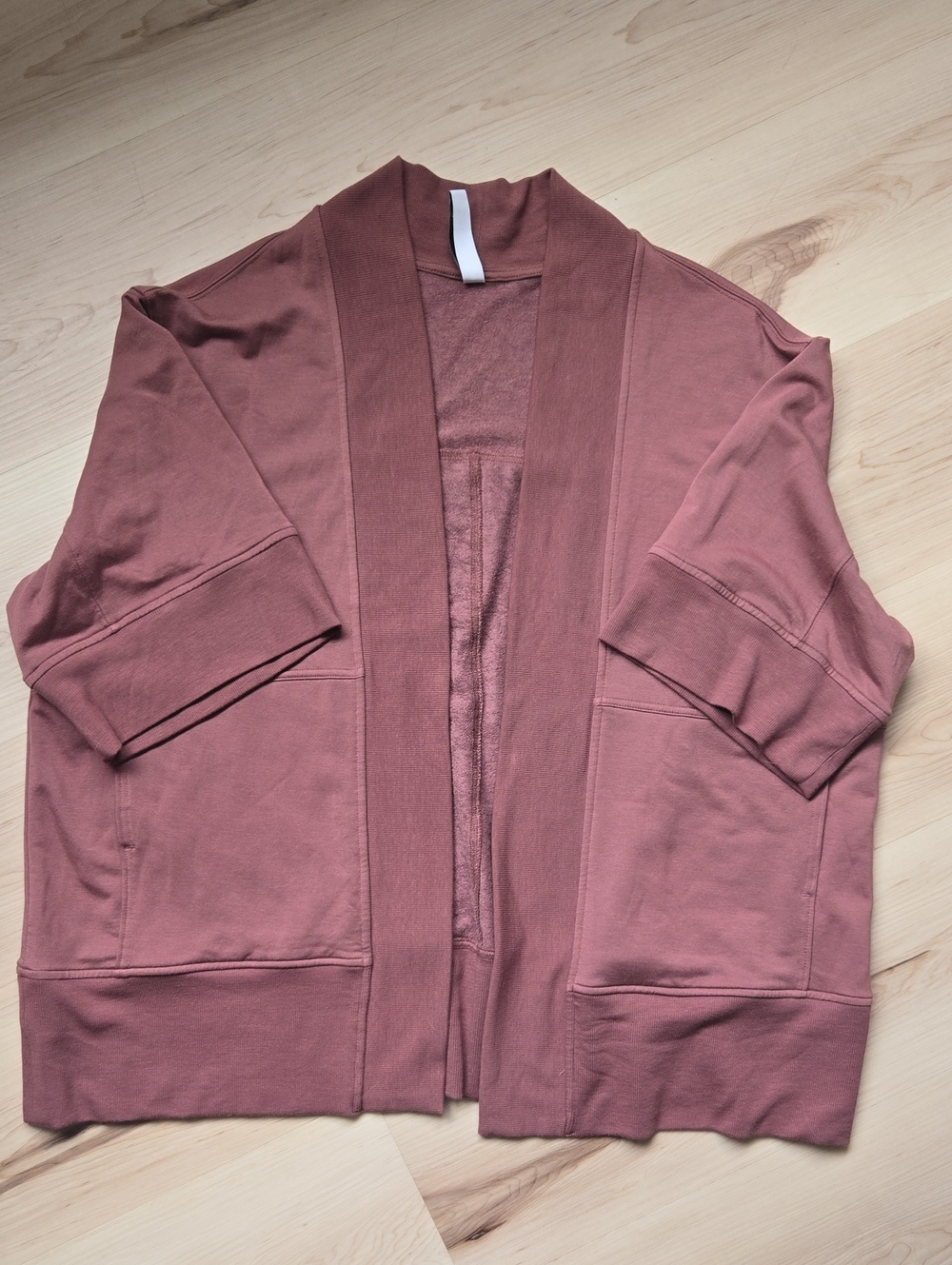 Athleta Short-Sleeve Cardigan, Mauve, Size S/M